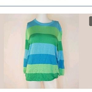 Lauren Ralph Lauren Multi Striped Blue Green Knit